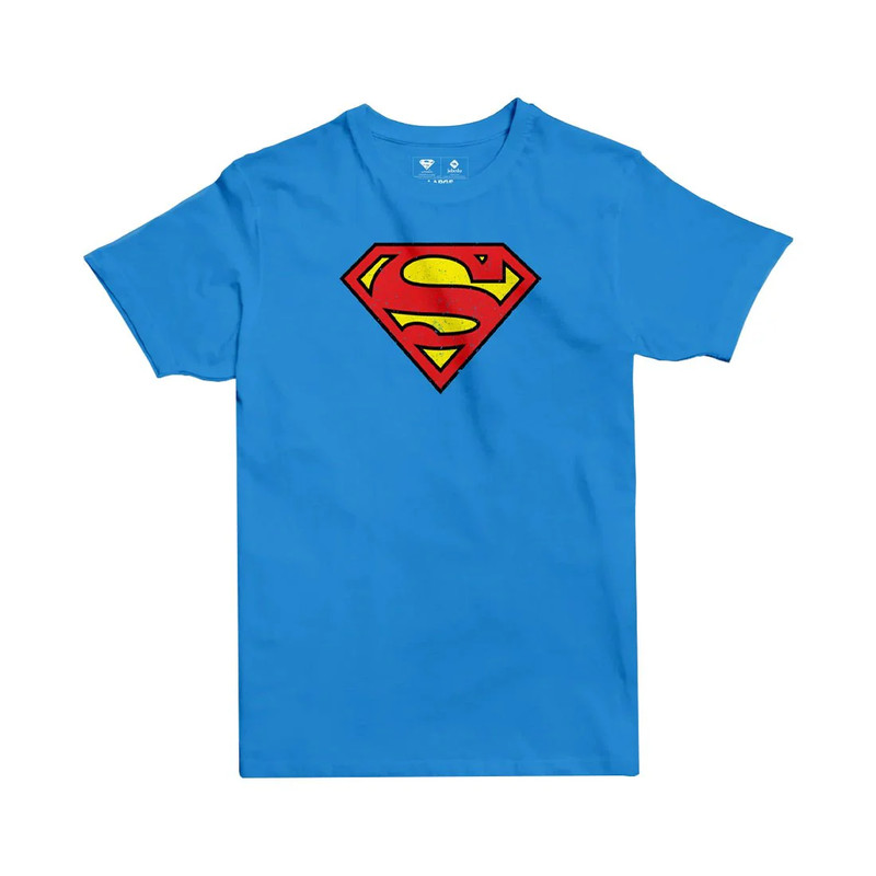 Jobedu Superman Logo Men's T-shirt - S - Medium Blue - تي-شيرت